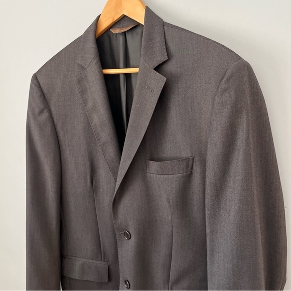Pronto Uomo Signature Single Breasted 100% Wool Stone Gray Suit Jacket Size 42R - Picture 4 of 16